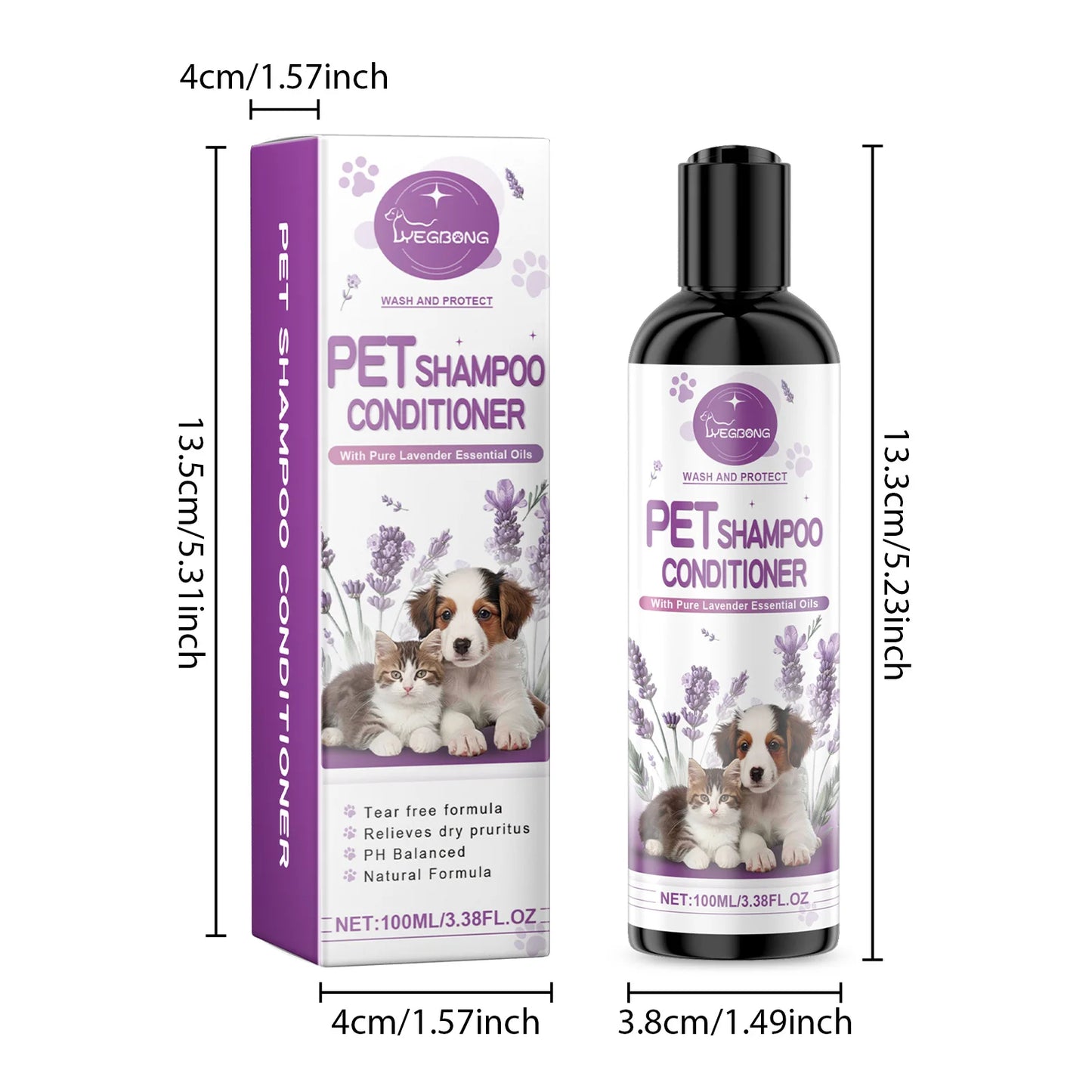 Yegbong Pet Lavender Shampoo Gentle Cleaning Remove Dirt Volumize Smoothness