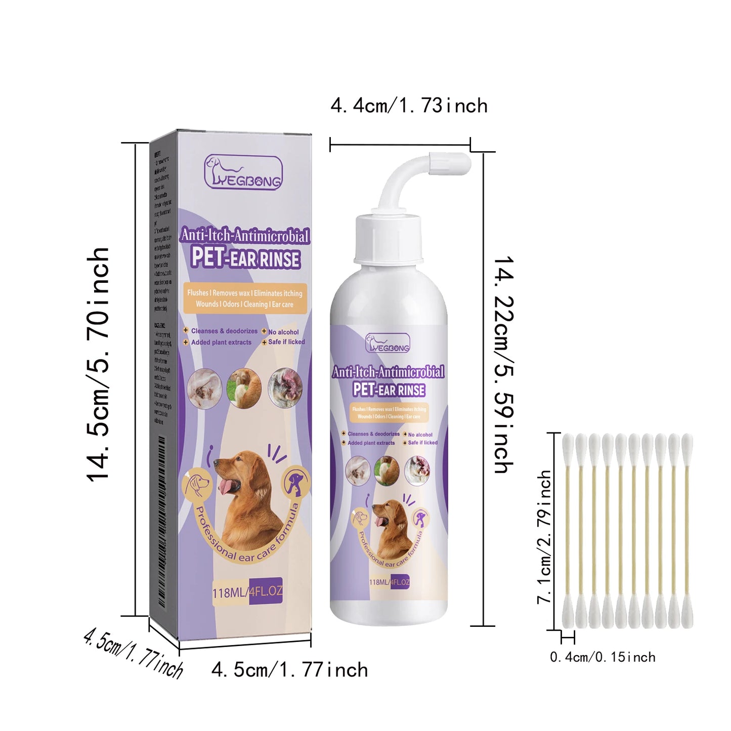 YEGBONG Pet Ear Cleaner Liquid Relief Itching Odors