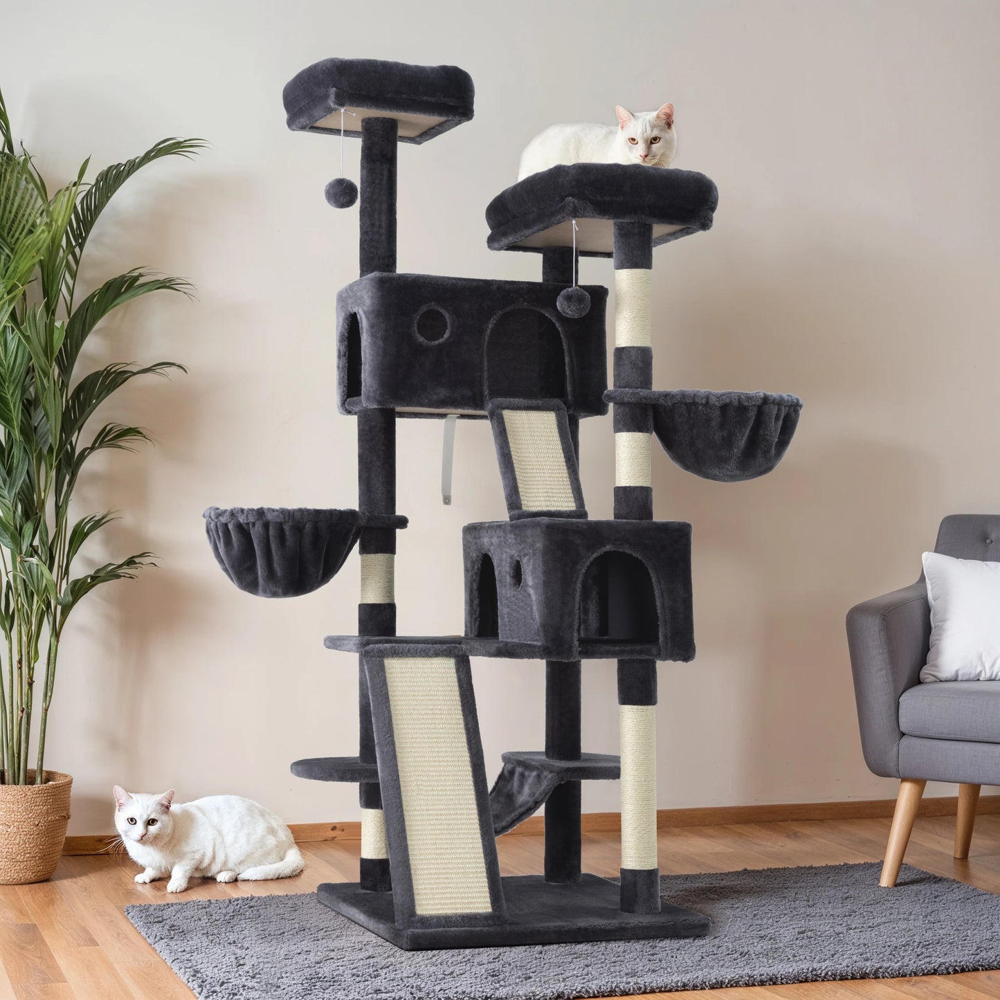 HOOMIC Multi-Level Cat Tree Tower With Plush Perches And Condo