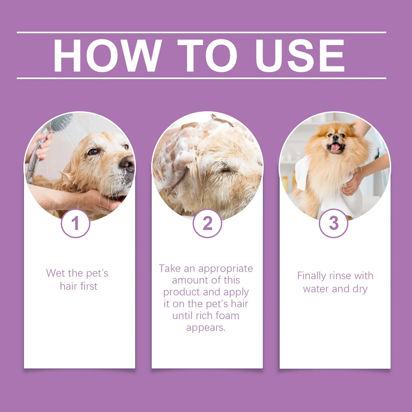 Yegbong Pet Lavender Shampoo Gentle Cleaning Remove Dirt Volumize Smoothness