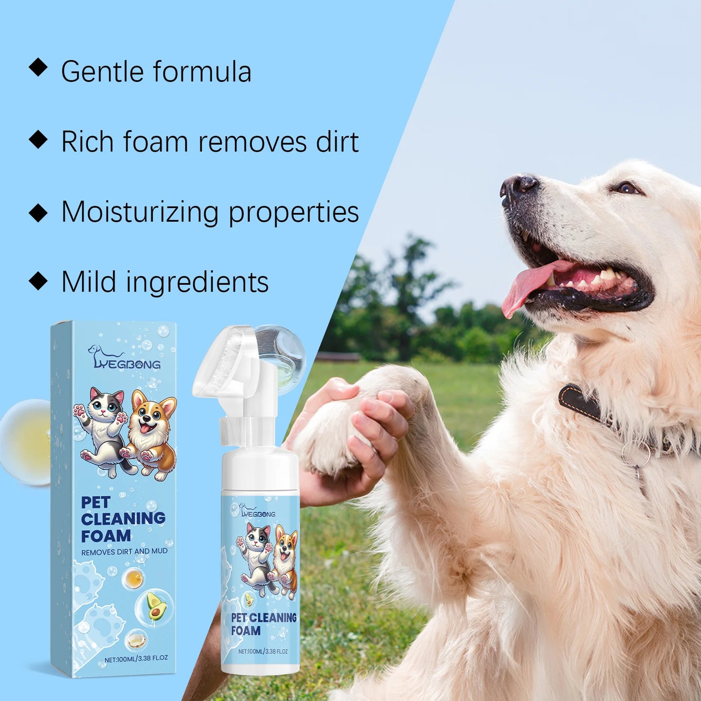 YEGBONG Pet Paw Foam Cleaner For Dogs And Cats Odor