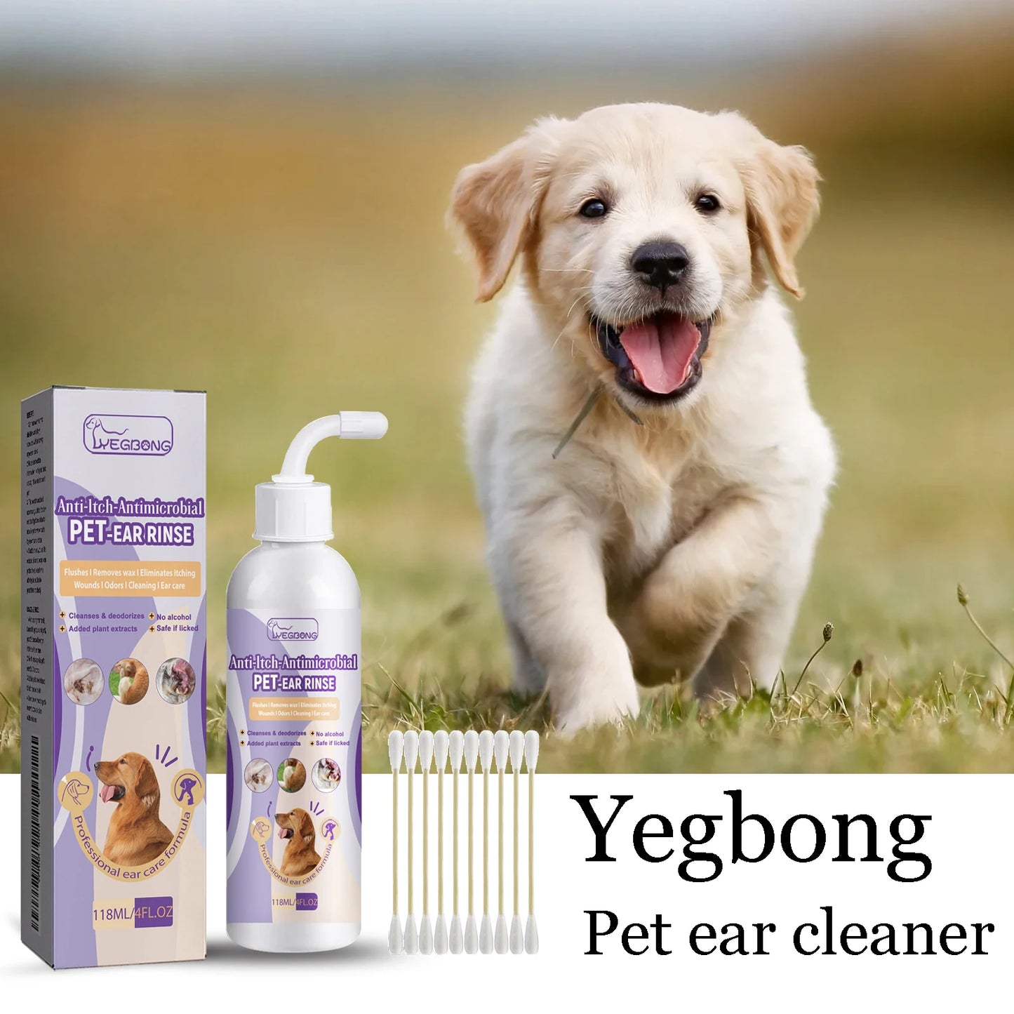 YEGBONG Pet Ear Cleaner Liquid Relief Itching Odors