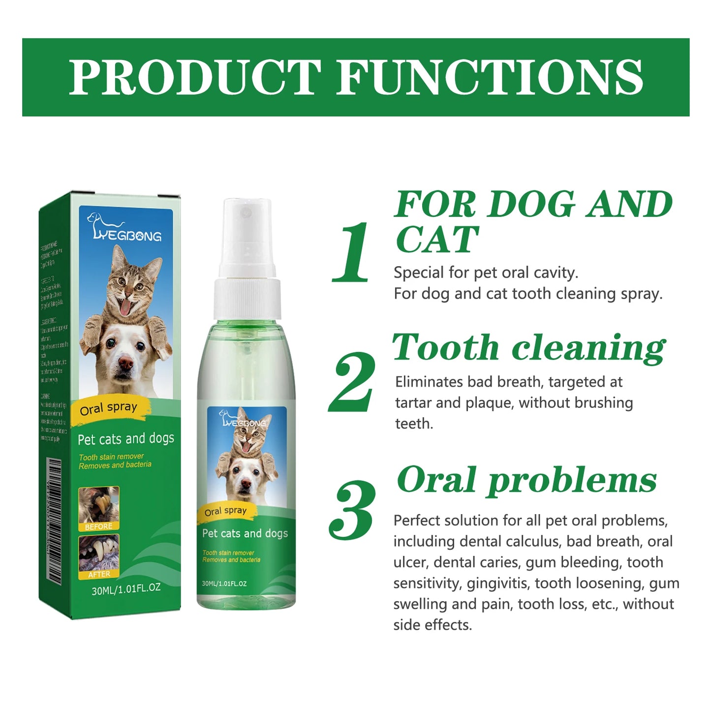 Yegbong Pet Dental Care Spray For Dogs And Cats Oral Hygiene