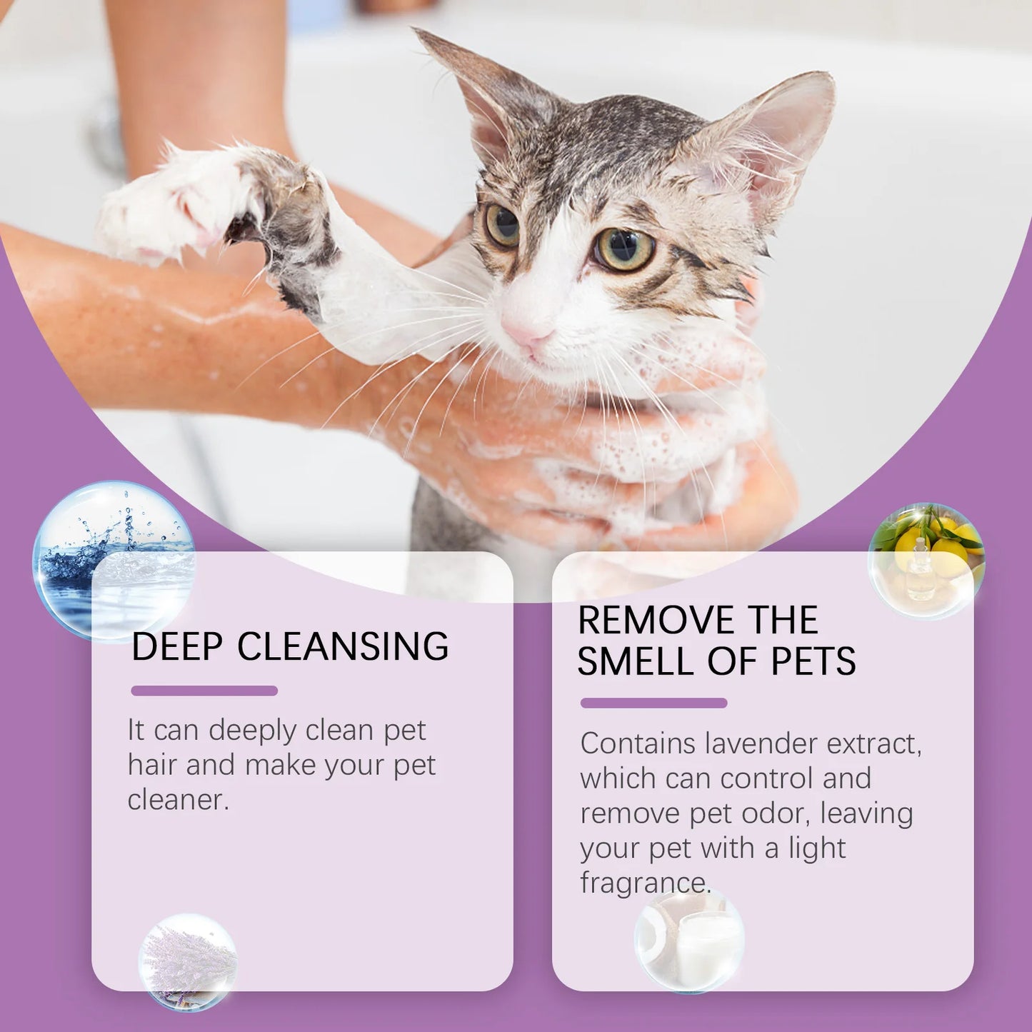 Yegbong Pet Lavender Shampoo Gentle Cleaning Remove Dirt Volumize Smoothness