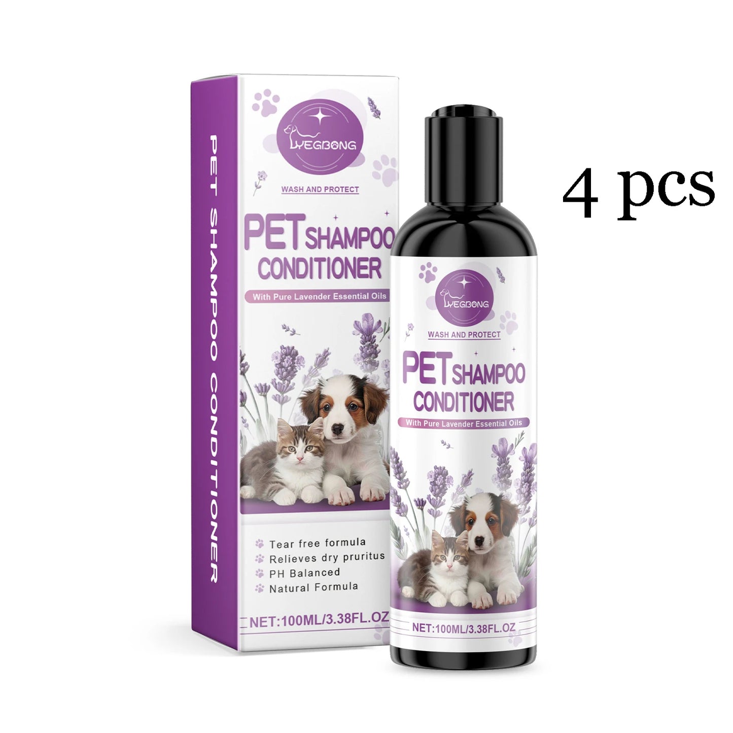 Yegbong Pet Lavender Shampoo Gentle Cleaning Remove Dirt Volumize Smoothness