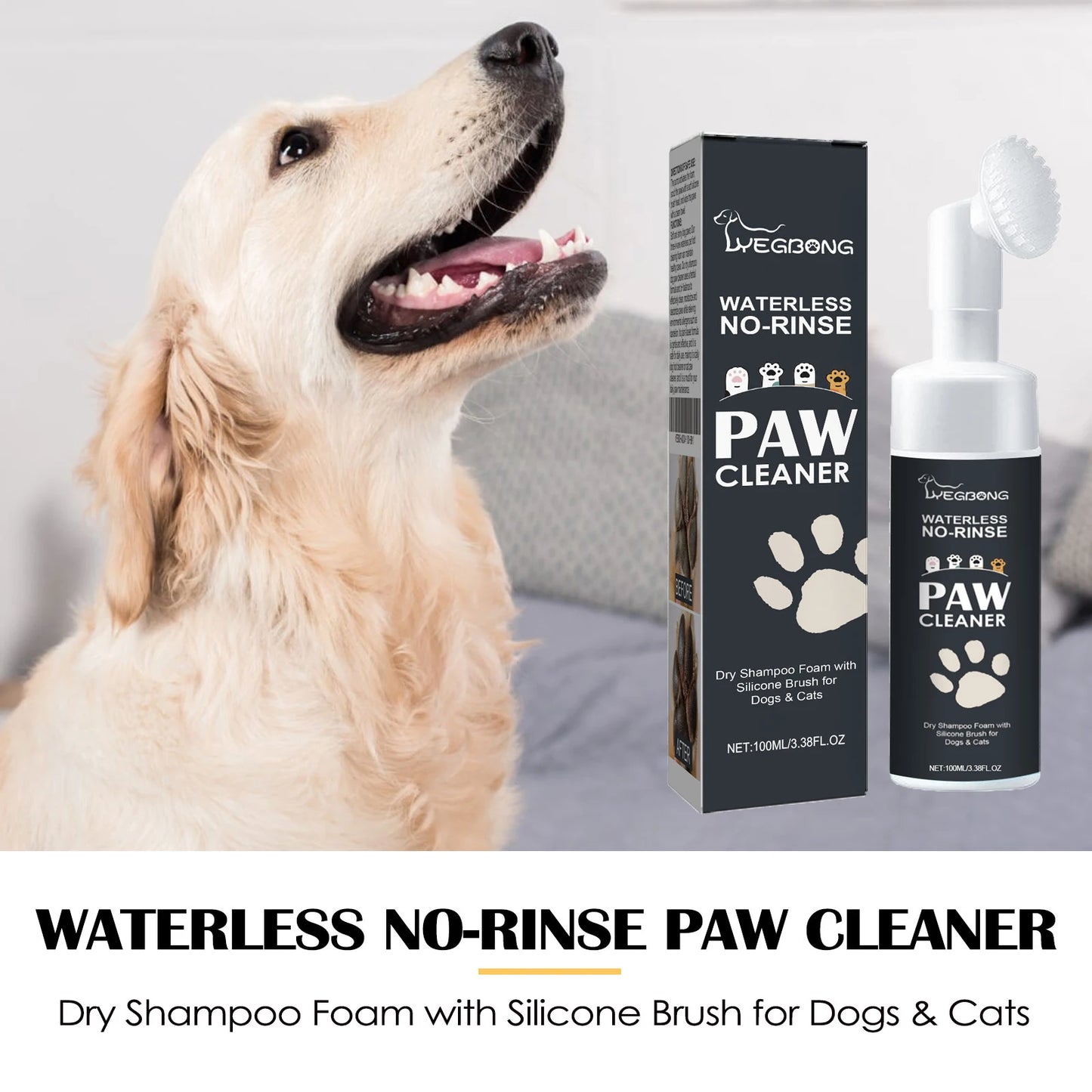 YEGBONG Waterless Pet Paw Cleaner Rich Bubble Cleaning