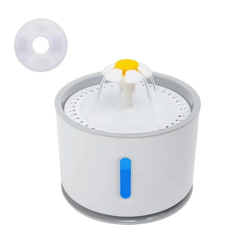 Automatic Pet Cat Water Fountain with LED Lighting 5 Pack Filters 2.4L USB Dogs Cats Mute Drinker Feeder Bowl Drinking Dispenser by Furtastic Pet Essentials