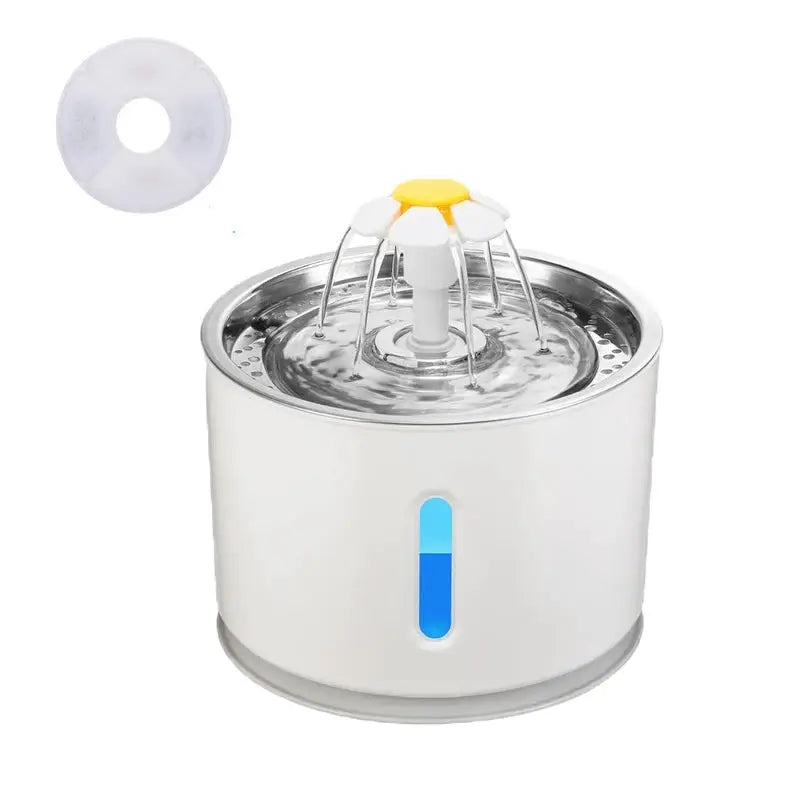 Automatic Pet Cat Water Fountain with LED Lighting 5 Pack Filters 2.4L USB Dogs Cats Mute Drinker Feeder Bowl Drinking Dispenser by Furtastic Pet Essentials