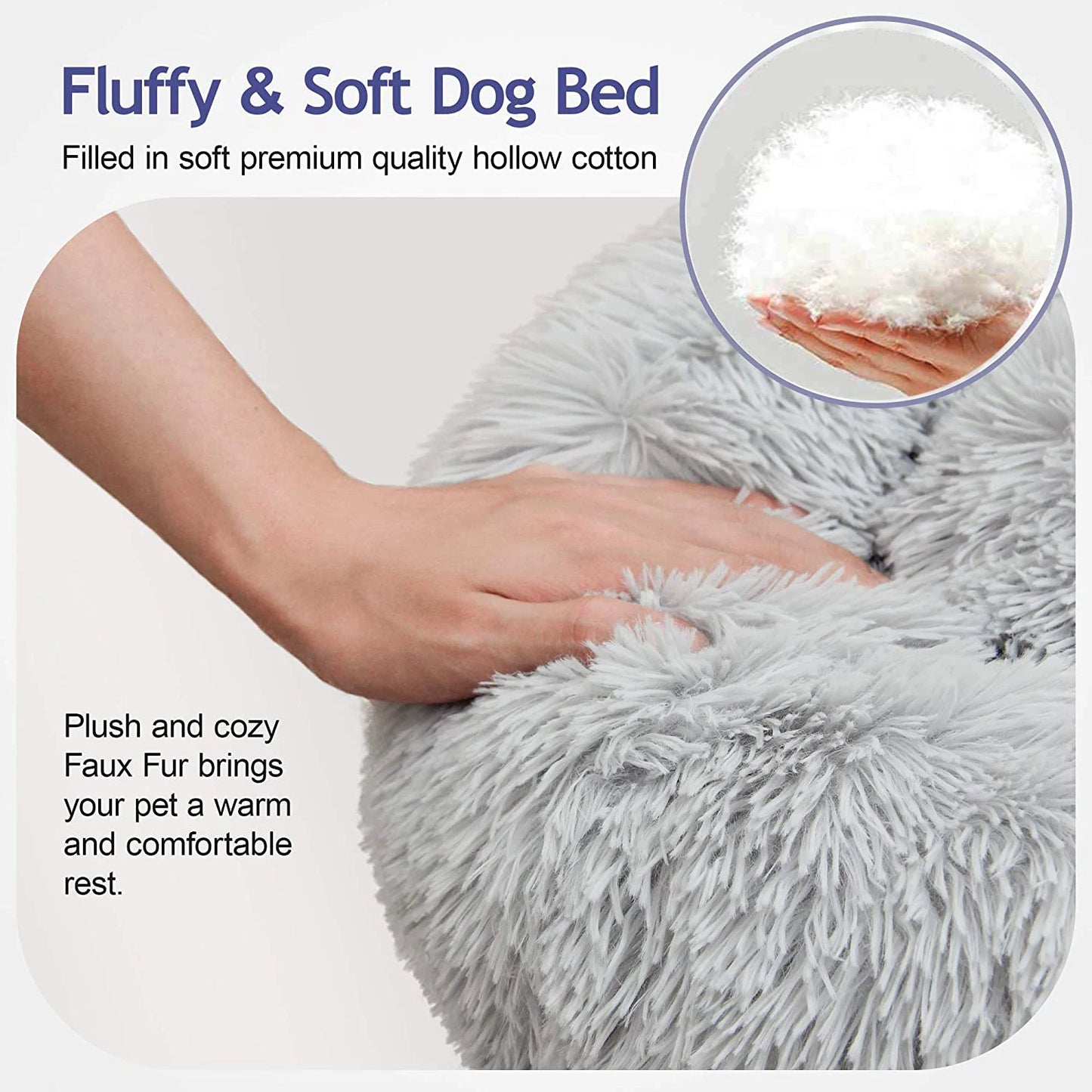 CN Zhejiang Donut Dog Bed Warm Plush Calming Washable Pet