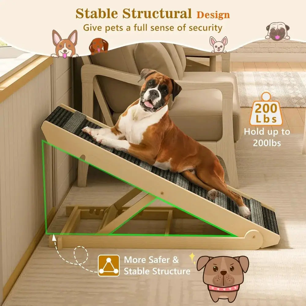 Portable Dog Ramp With 7 Adjustable Heights Non Slip Traction by Furtastic Pet Essentials