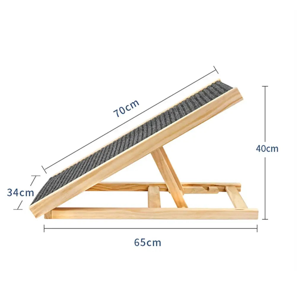TWISTER.CK Dog Ramp Ladder Natural Pine Wood Anti Slip Adjustable by Furtastic Pet Essentials