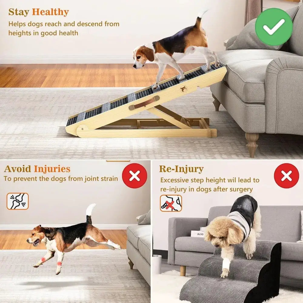 Portable Dog Ramp With 7 Adjustable Heights Non Slip Traction by Furtastic Pet Essentials