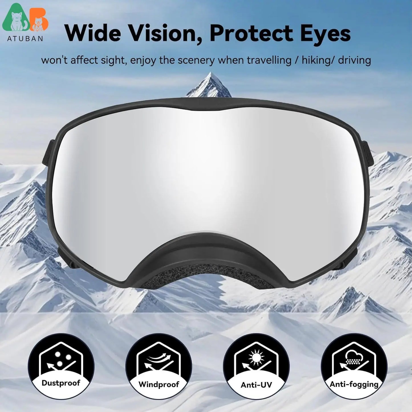 ATUBAN Dog Sunglasses UV Protection Windproof Goggles for Dogs