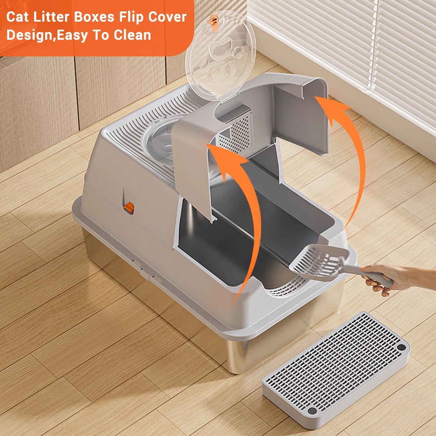 HiMIS Cat Litter Box With Lid Anti-Leakage Non-Stick