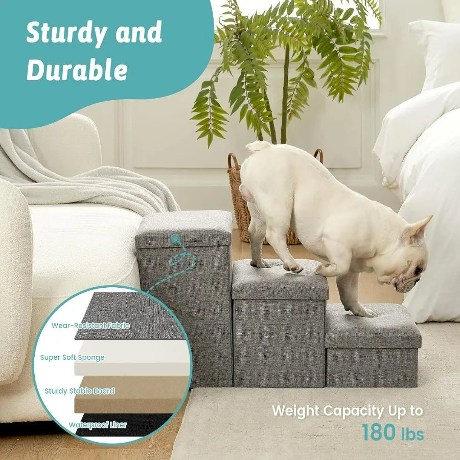 Dog Door Storage 3Step Durable Dog Stairs For All Dogs