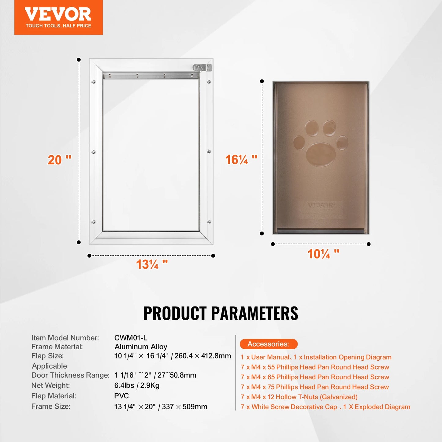 Aluminum Frame Pet Door With Lock And Weatherproof Flap