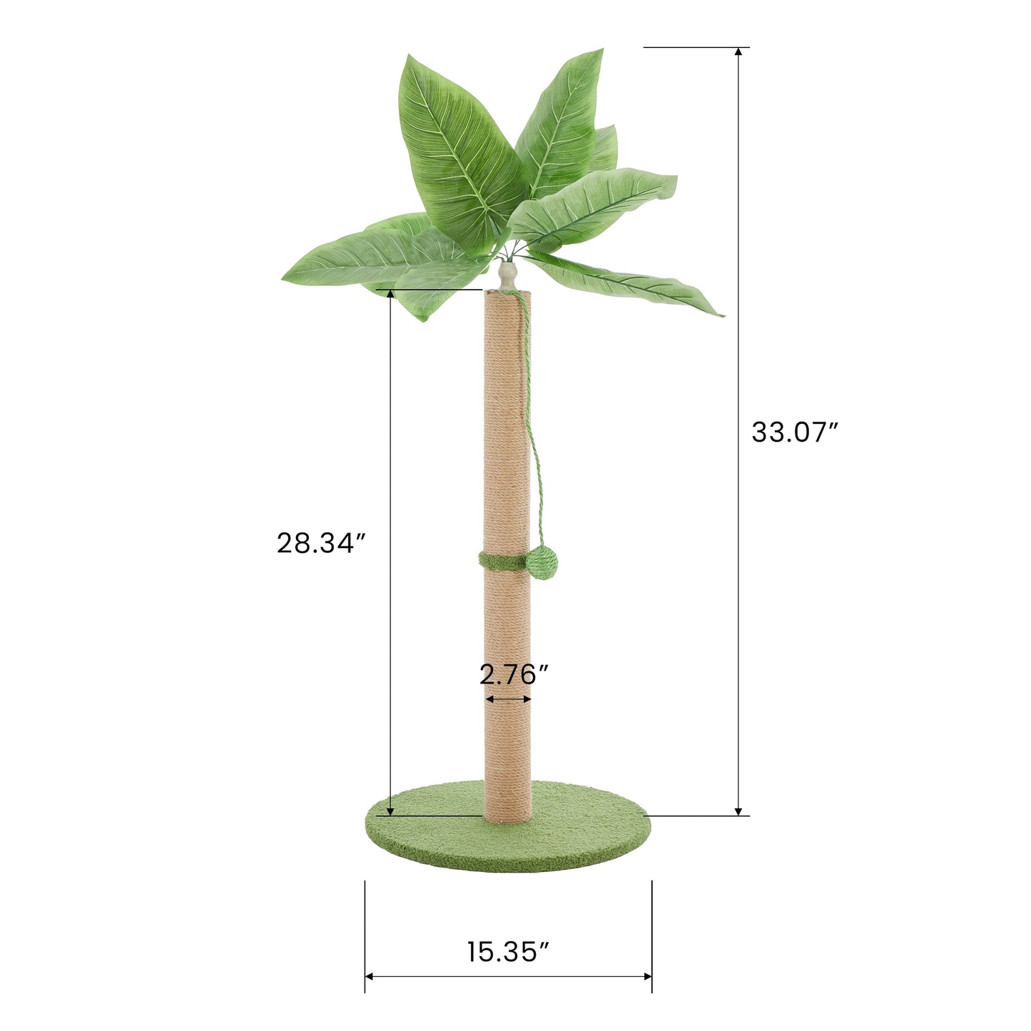 JHK Palm Tree Cat Scratching Post 33In For Indoor Cats With Dangling Ball