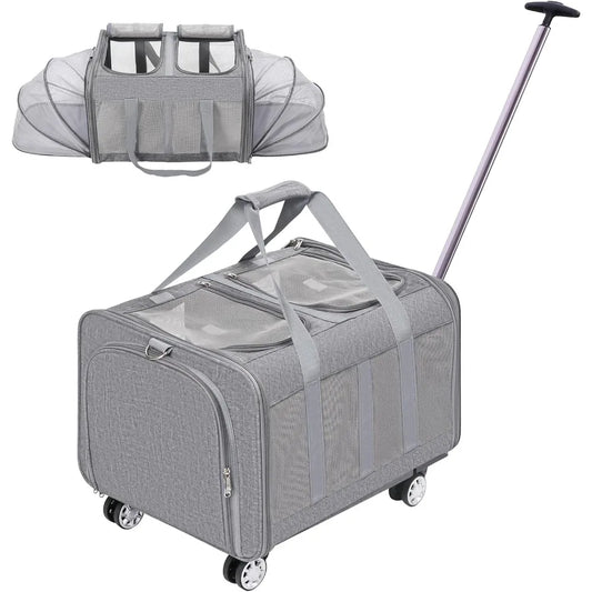 TIFICY Expandable Pet Carrier With Wheels For Cats And Dogs