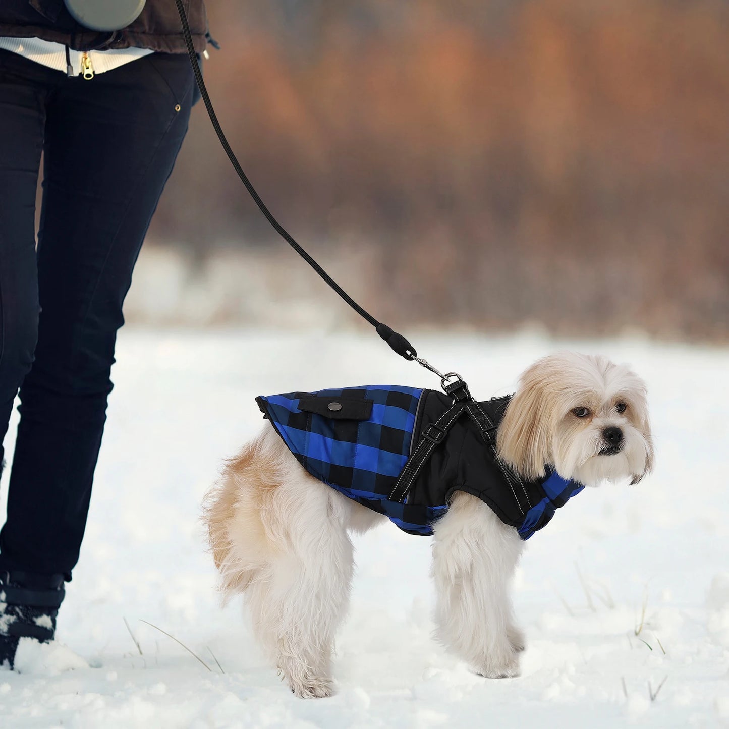 Choice Reflective Dog Jacket With Harness Winter Warm Back Zipper