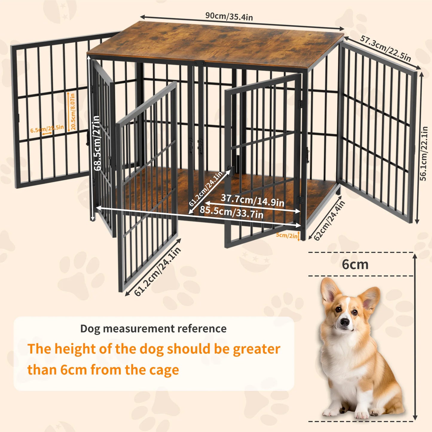 BINGOPAW Heavy Duty Dog Crate End Table With Four Doors