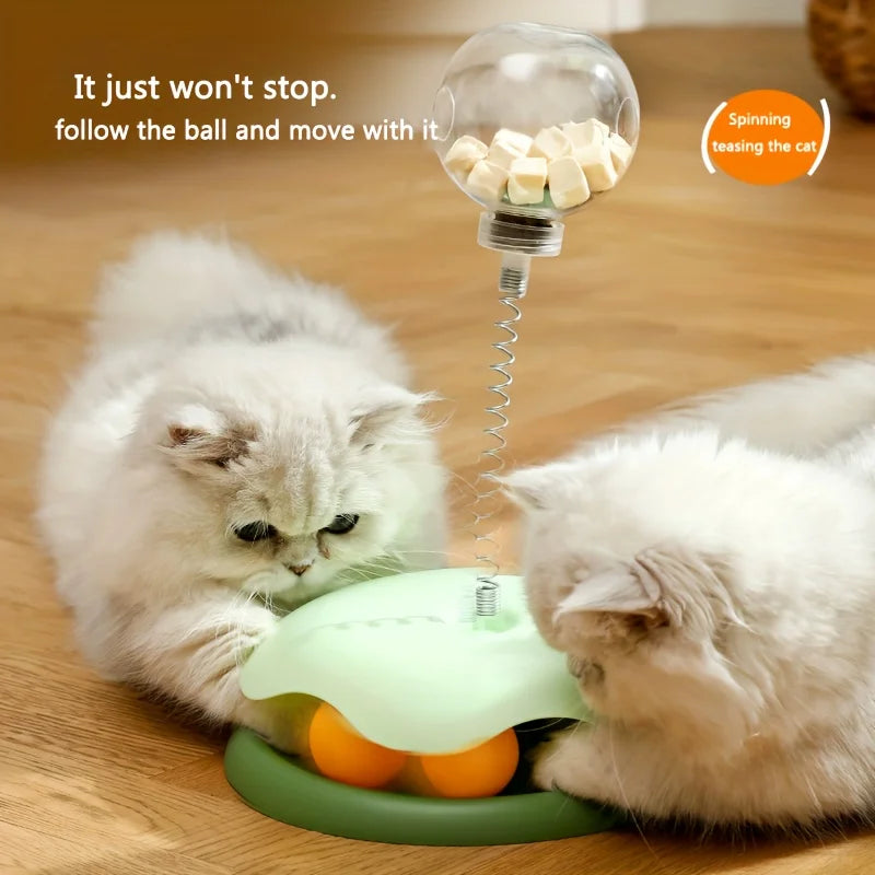 Turntable Cat Toy With Treat Dispensing Ball Self Entertainment