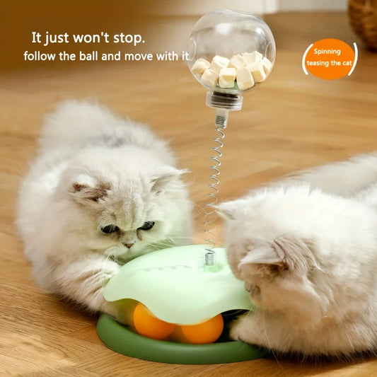 Turntable Cat Toy With Treat Dispensing Ball Self Entertainment