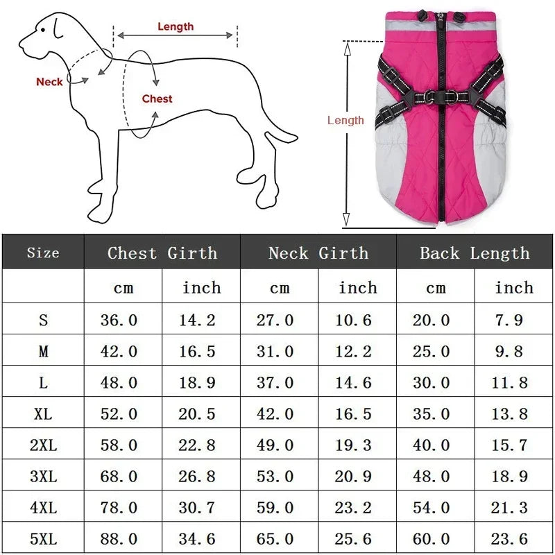 CDDMPET Waterproof Dog Jacket With Harness Winter Coat For Dogs