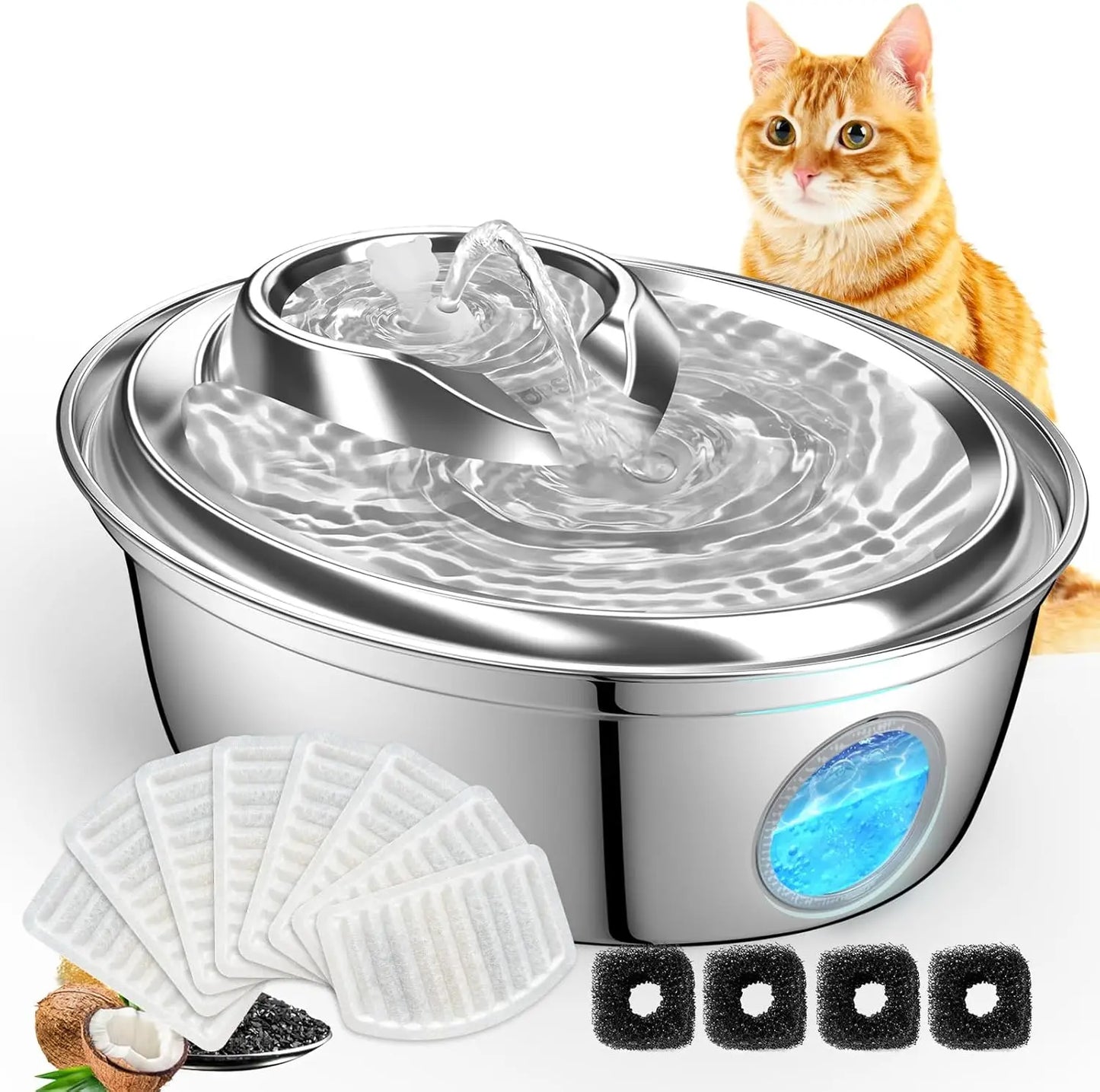 Pet Water Fountain for Cats and Small Dogs with Filters