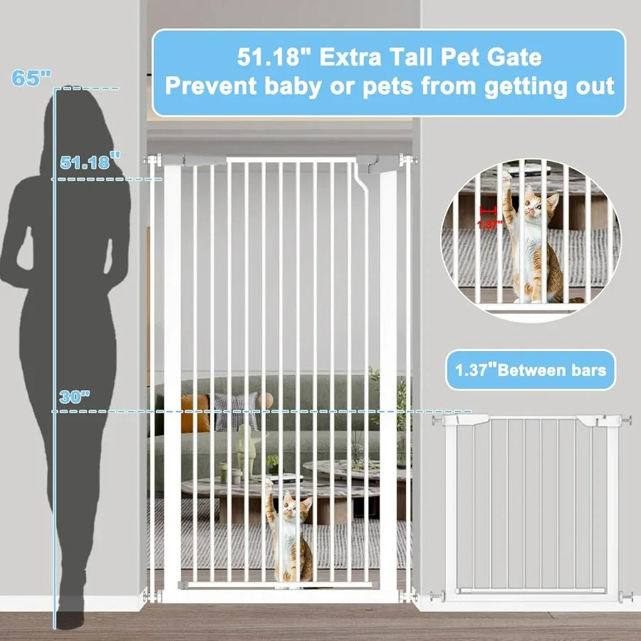 Dog Door Pressure Mounted Auto Close Pet Gate For Doorways
