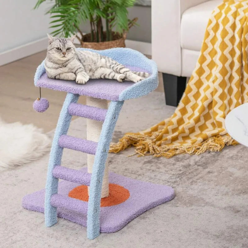 Two Tier Modern Cat Tree Tower Kitten Activity Center With Sisal Scratching Post