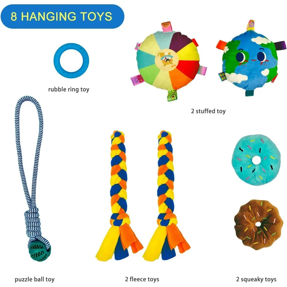Hign-concerned Puppy Play Gym 8 Hanging Toys for Small Dogs