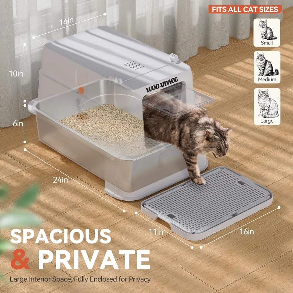 Stainless Steel Cat Litter Box With Odor Control Drawer