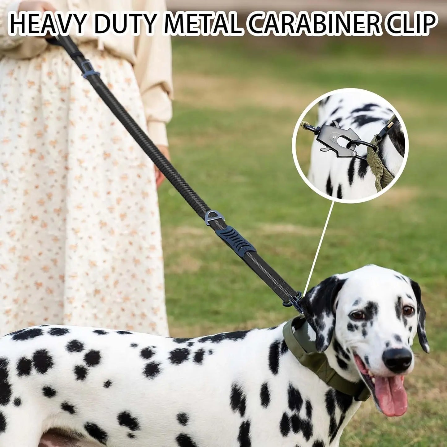 Reflective Shock Absorbing Car Seatbelt Leash For Large Dogs