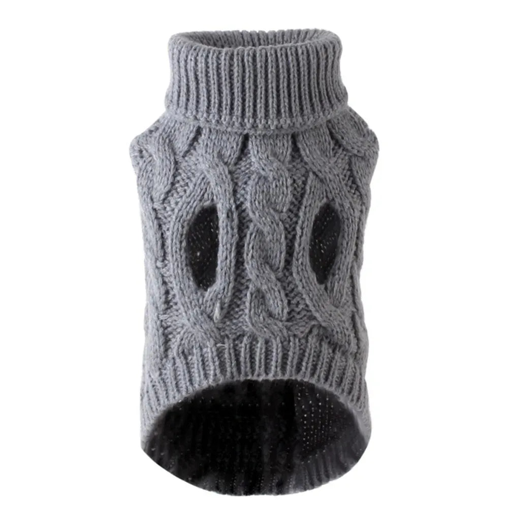 NONECN Winter Warm Dog Sweater Turtleneck Open Front Pullover