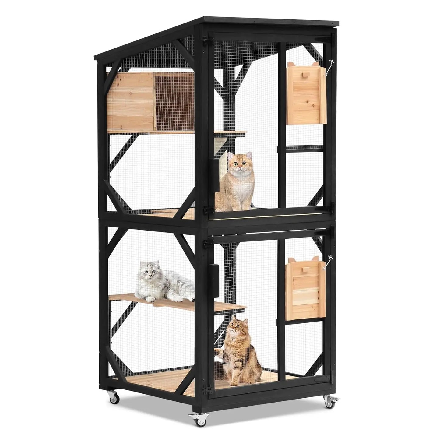 4 Tier Outdoor Cat Catio With Removable Platforms For Cats