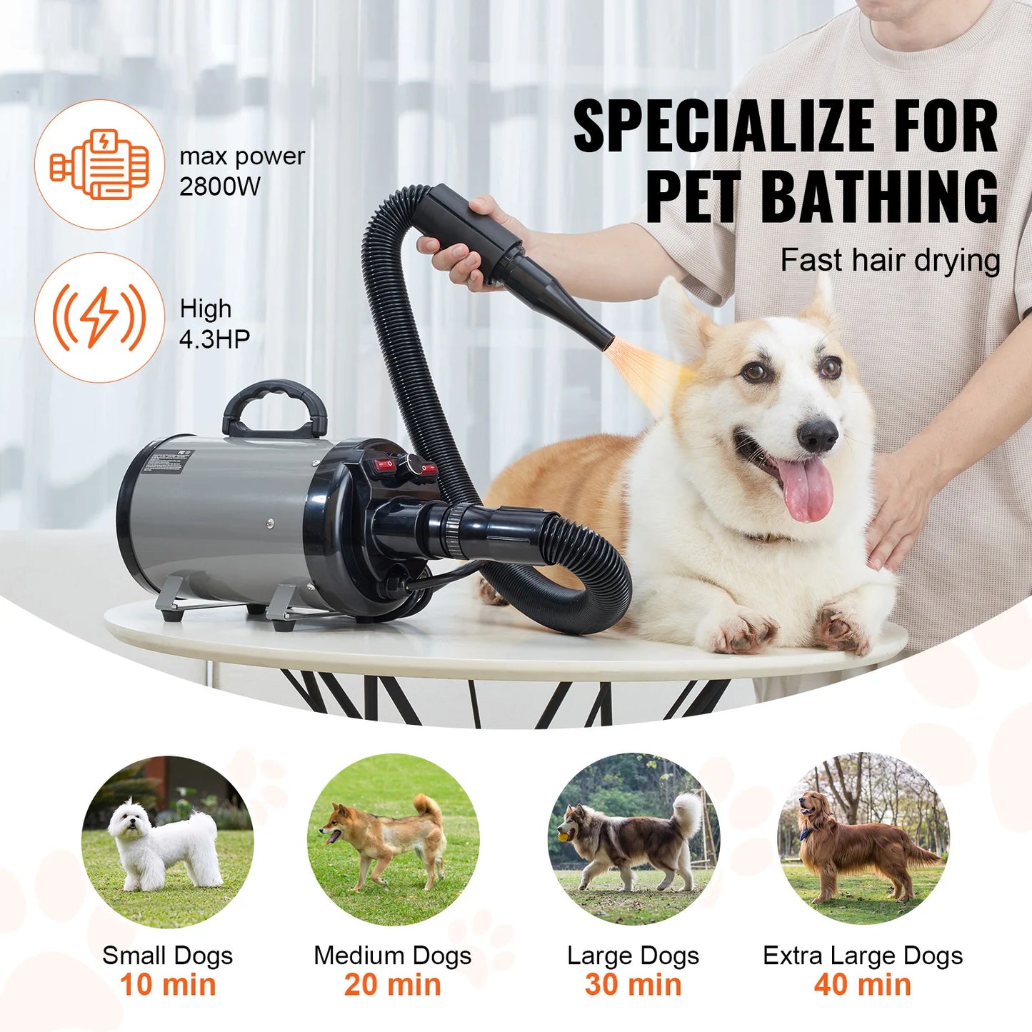 2000W Pet Dryer For Dog Grooming With Adjustable Speed