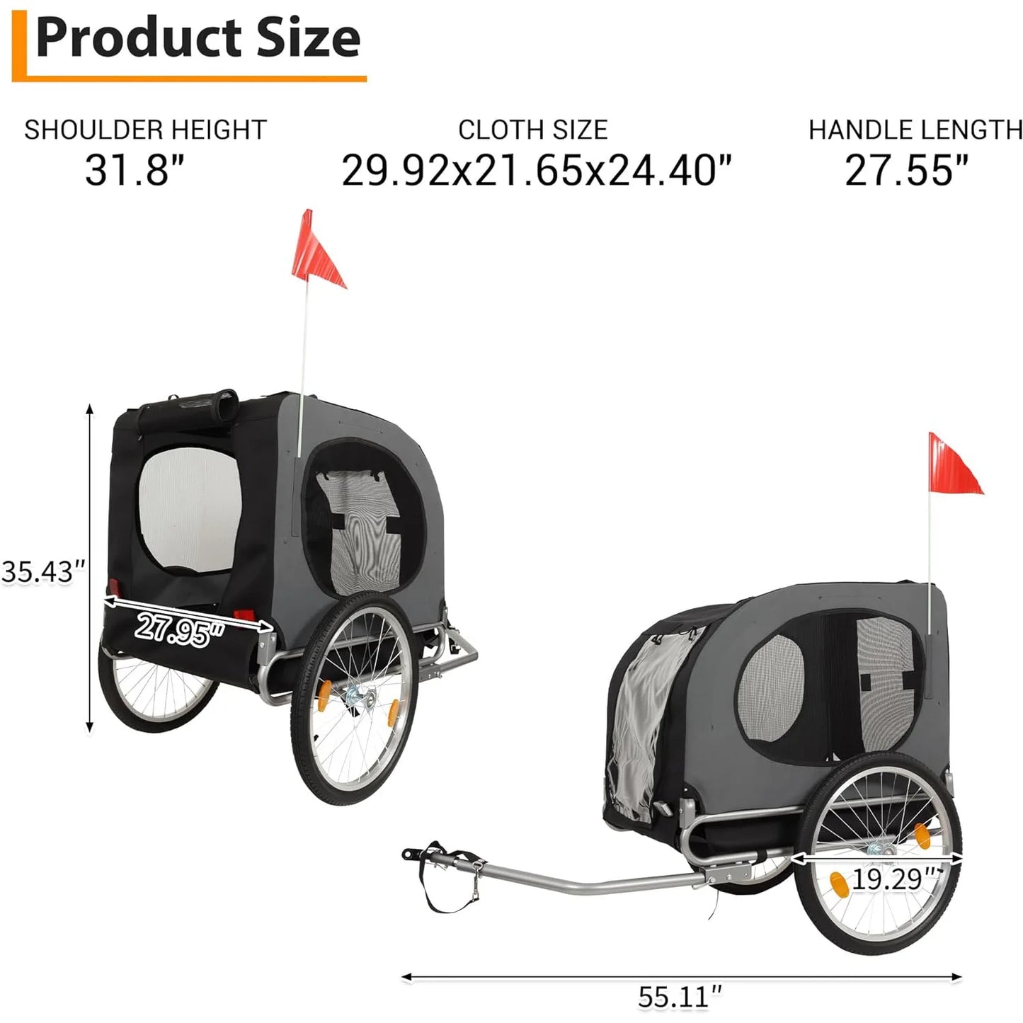Steel Dog Bike Trailer with Universal Coupler