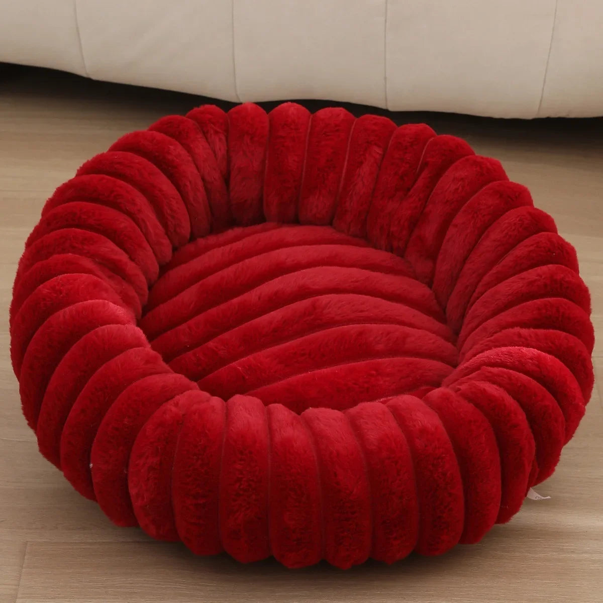 NONECN Round Plush Dog Bed For Winter Warmth
