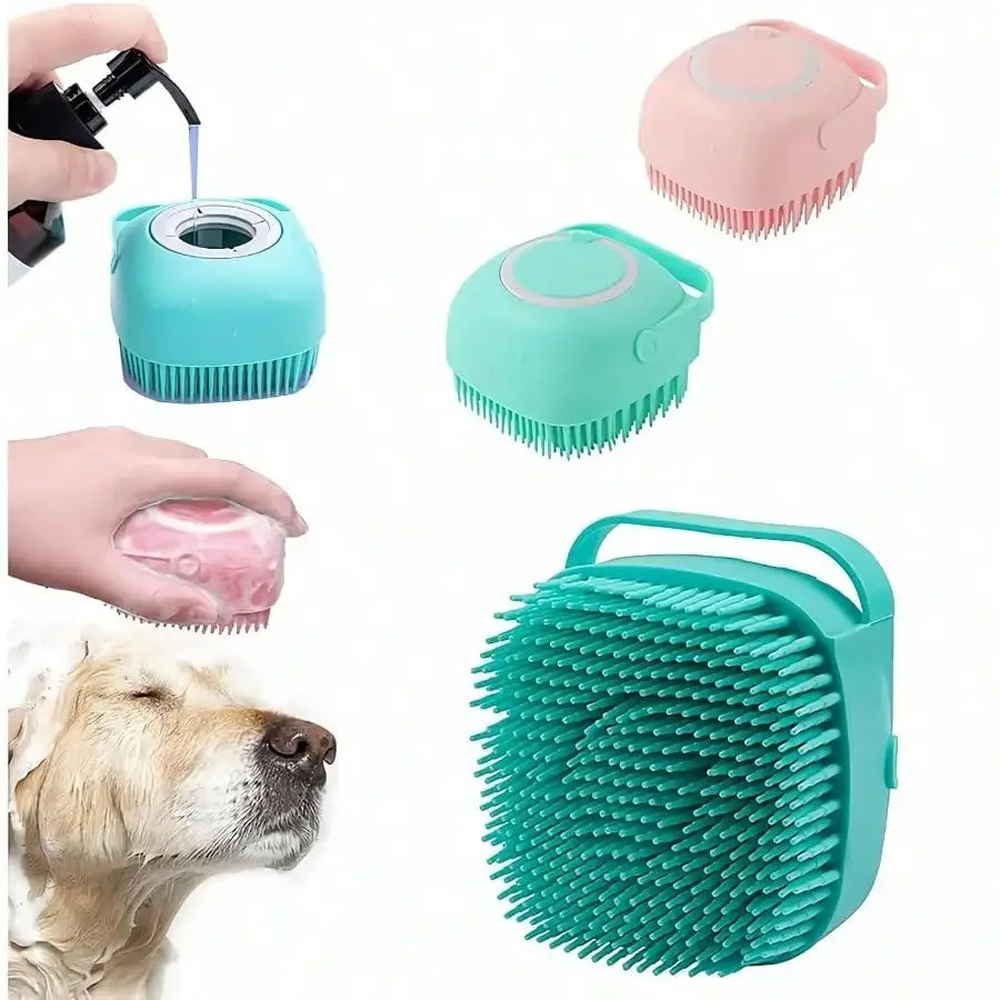 AEHOME Silicone Pet Bath Brush With Shampoo Dispenser