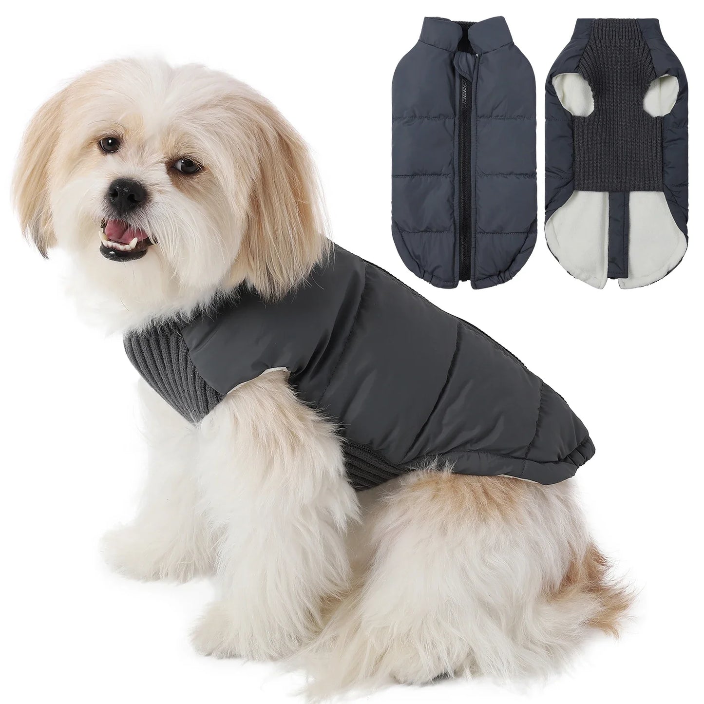 NONECN Dog Winter Coat With Zipper Windproof For Pets Durable