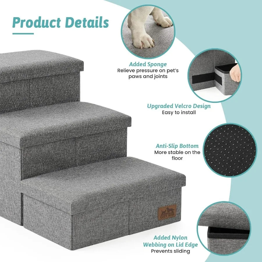 Dog Door Storage 3Step Durable Dog Stairs For All Dogs