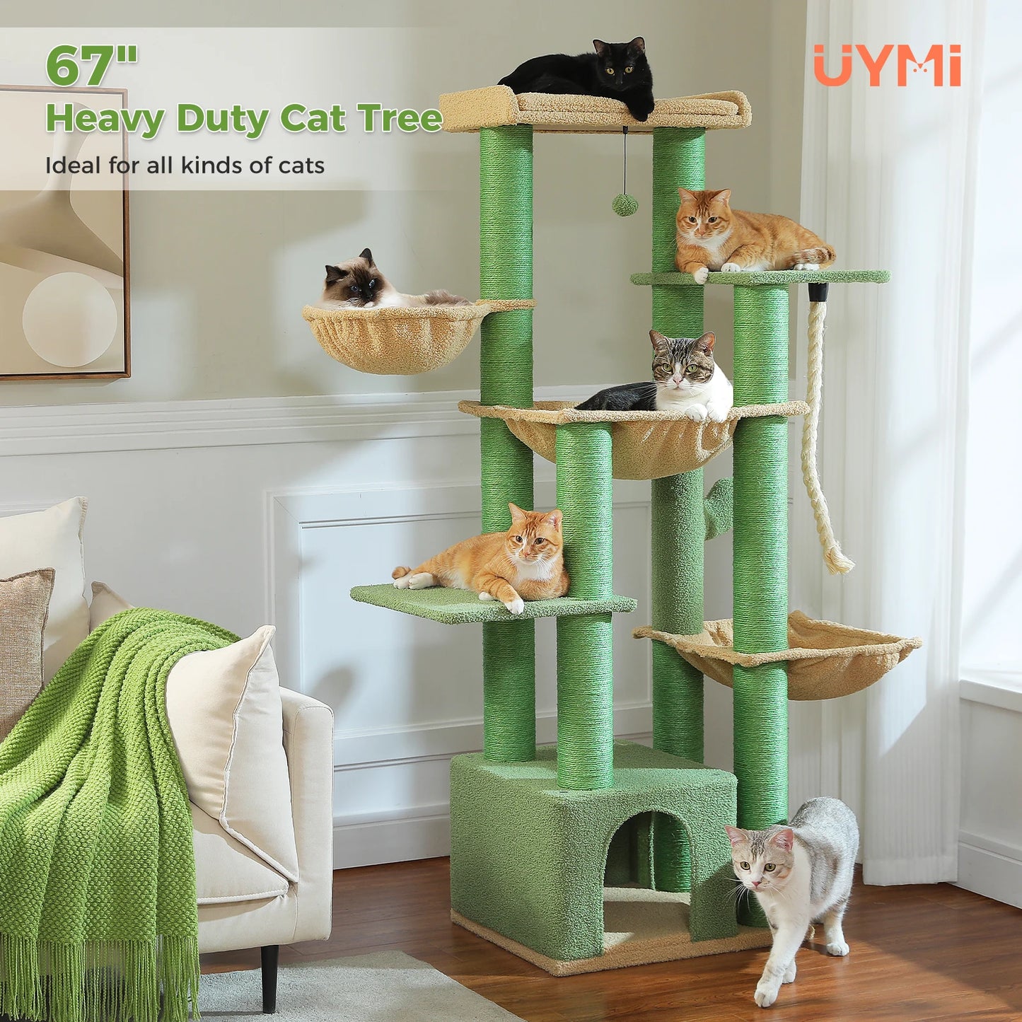 PEQULTICN Multi Level Cat Tree with Scratching Posts and Perch