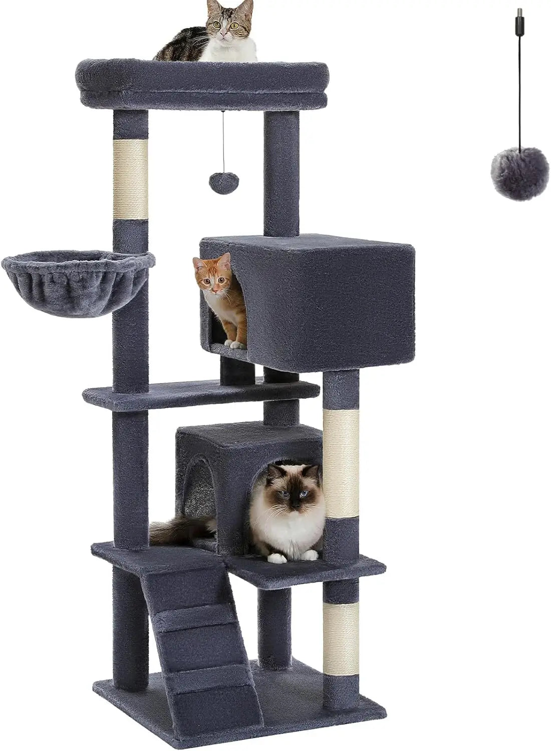 HUANZHUANG Cat Tree Indoor With Two Condos And Top Perch