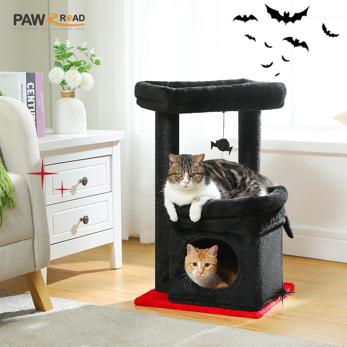 PEQULTICN Cat Tree Tower With Cozy Condo Plush Posts Sisal