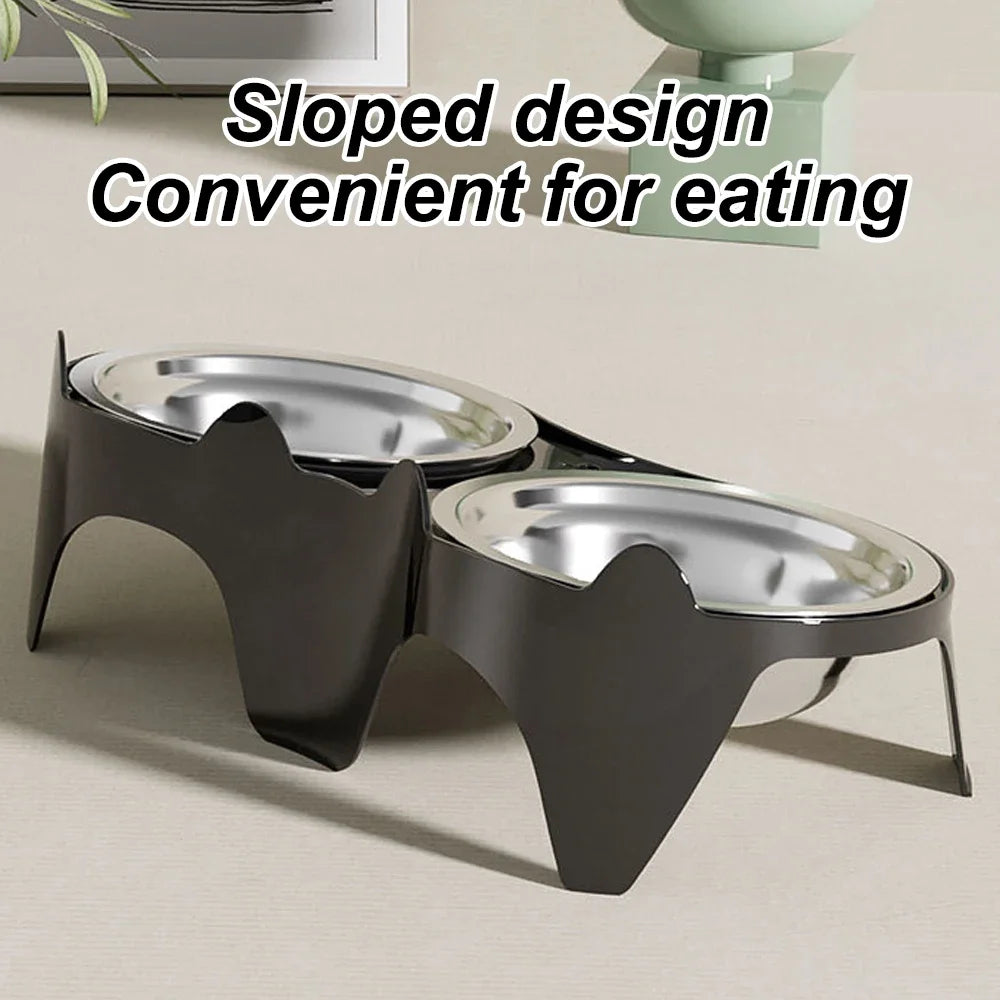 Stainless Steel Cat Food and Water Bowl Anti Tip Design