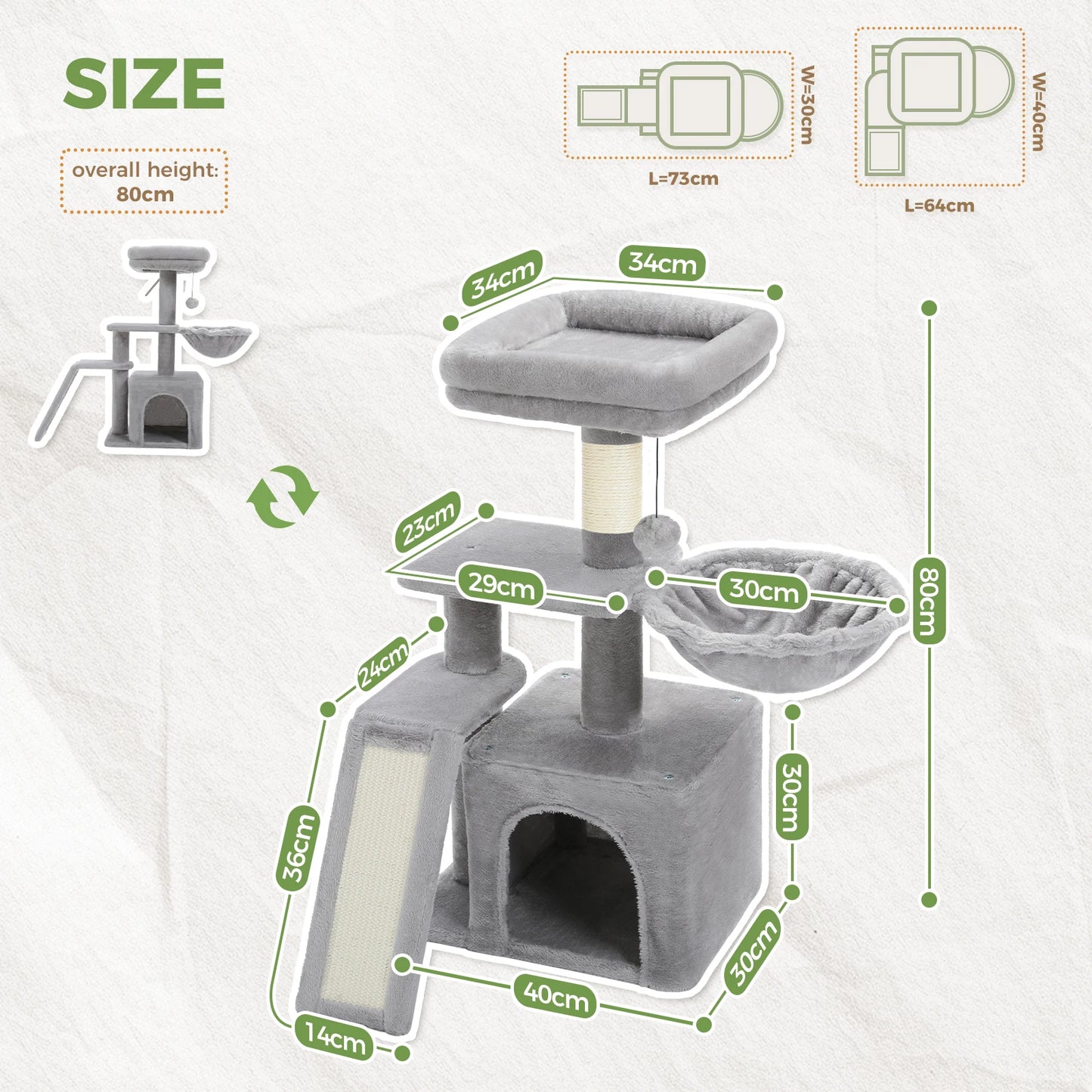 PAWZ Road Cat Tree Tower For Indoor Cats Scratching Posts