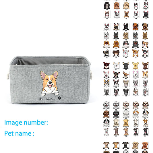 NONECN Personalized Pet Toy Storage Basket With Custom Image
