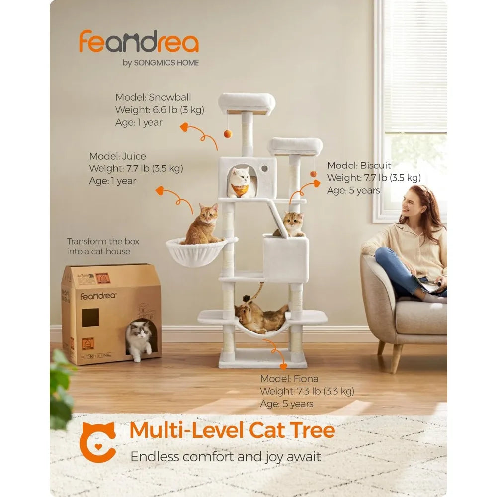 XMSJ Cat Tree Indoor Tower With Scratching Posts And Caves