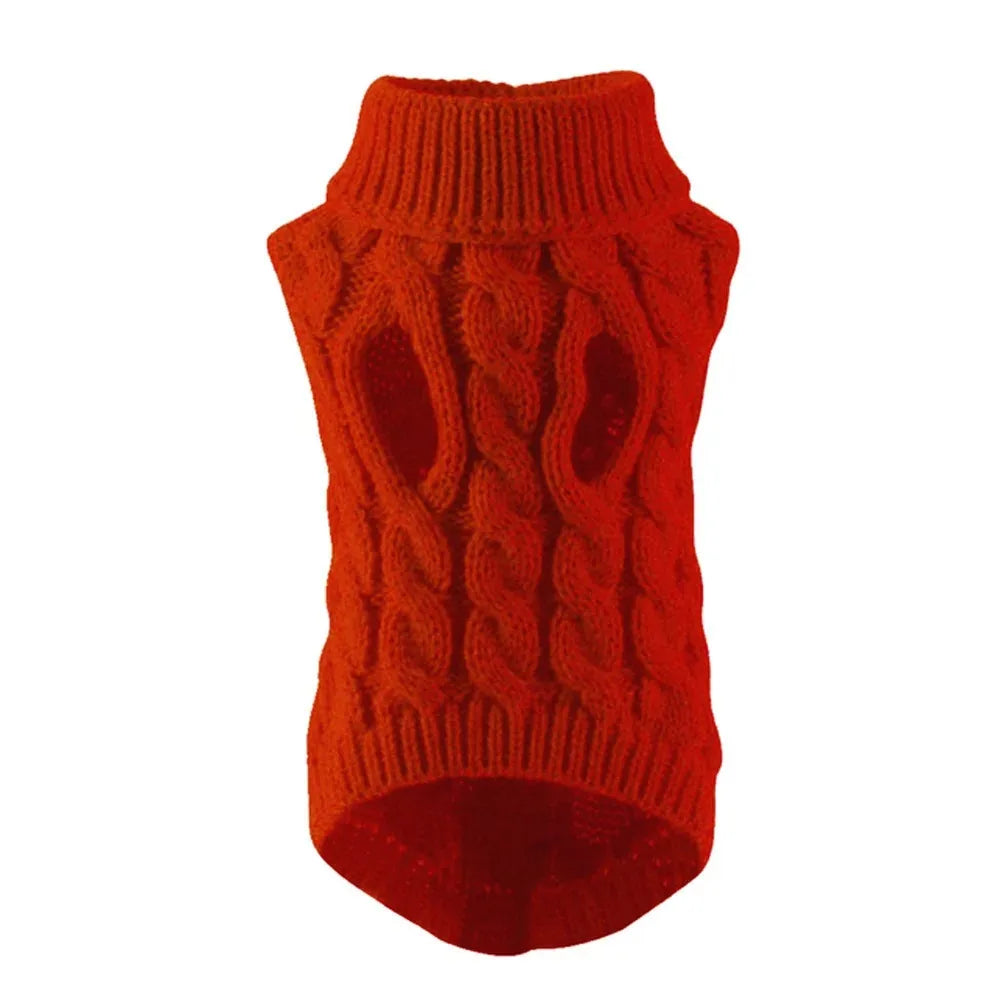 NONECN Winter Warm Dog Sweater Turtleneck Open Front Pullover