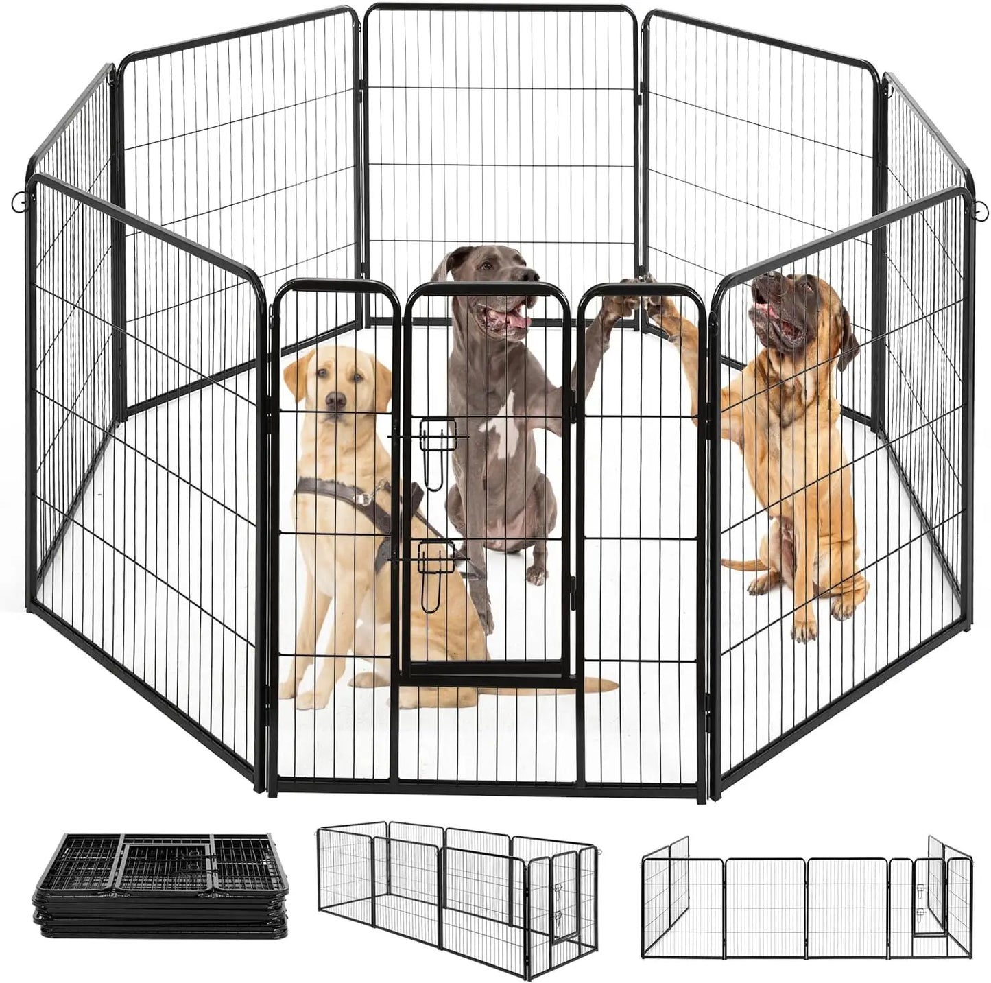 Dog Playpen Heavy Duty Metal Exercise Pen Indoor Outdoor Fence Panels